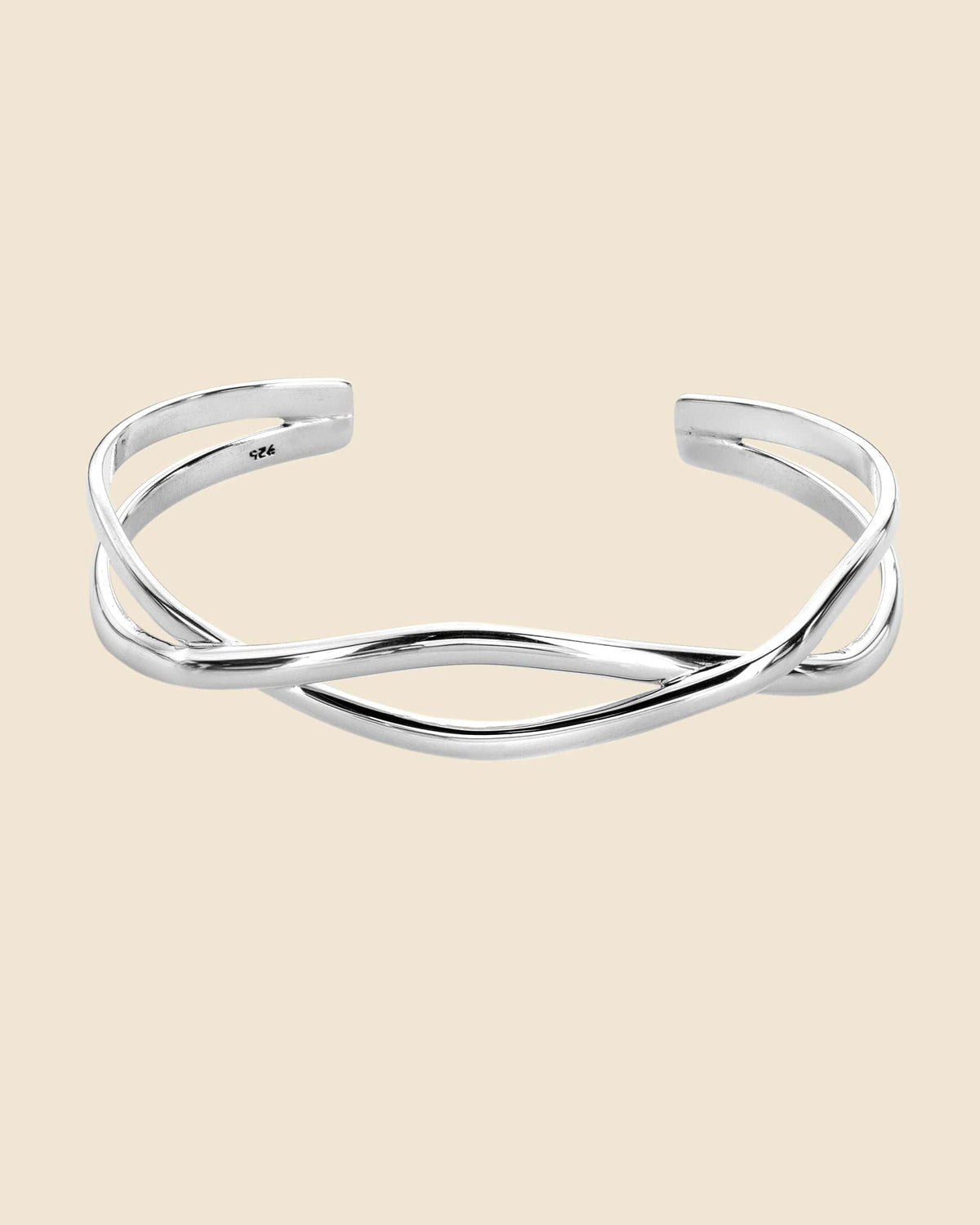 Sterling Silver Interwoven Curve Bangle