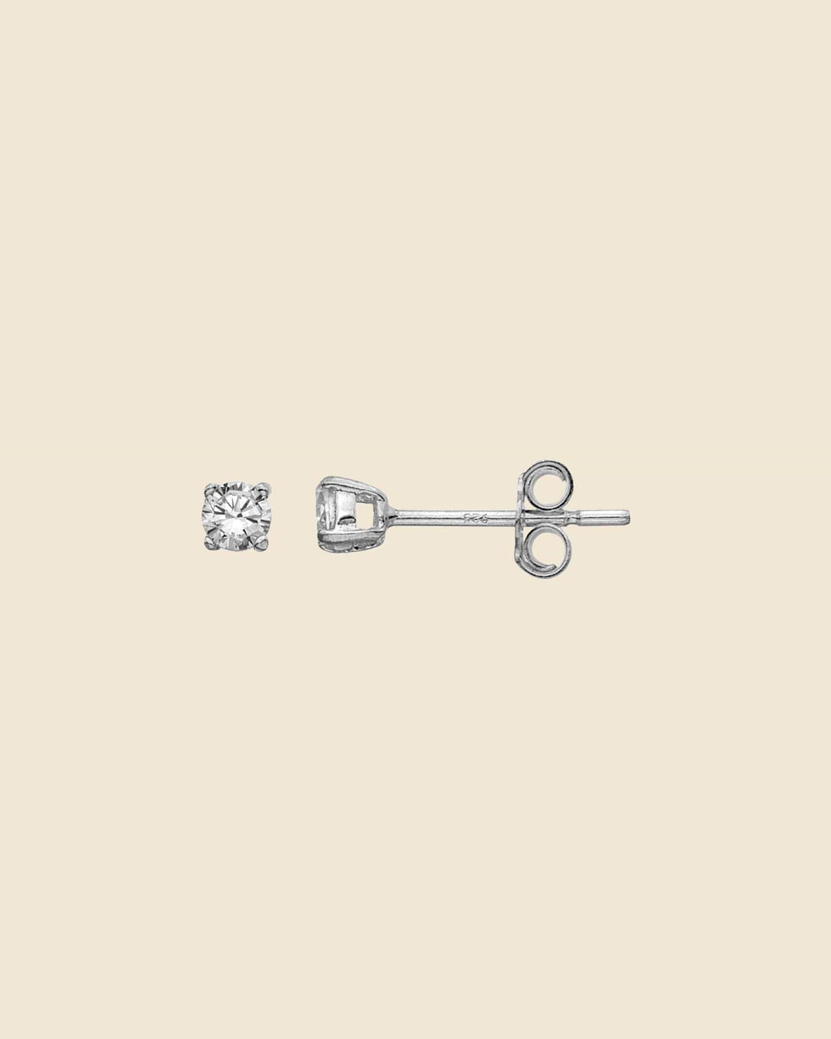 Sterling Silver 3mm Claw Set Cubic Zirconia Studs