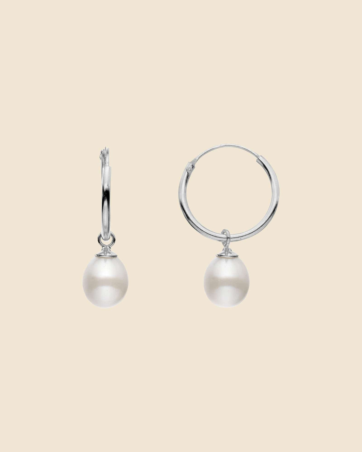 Sterling Silver Pearl Hoops