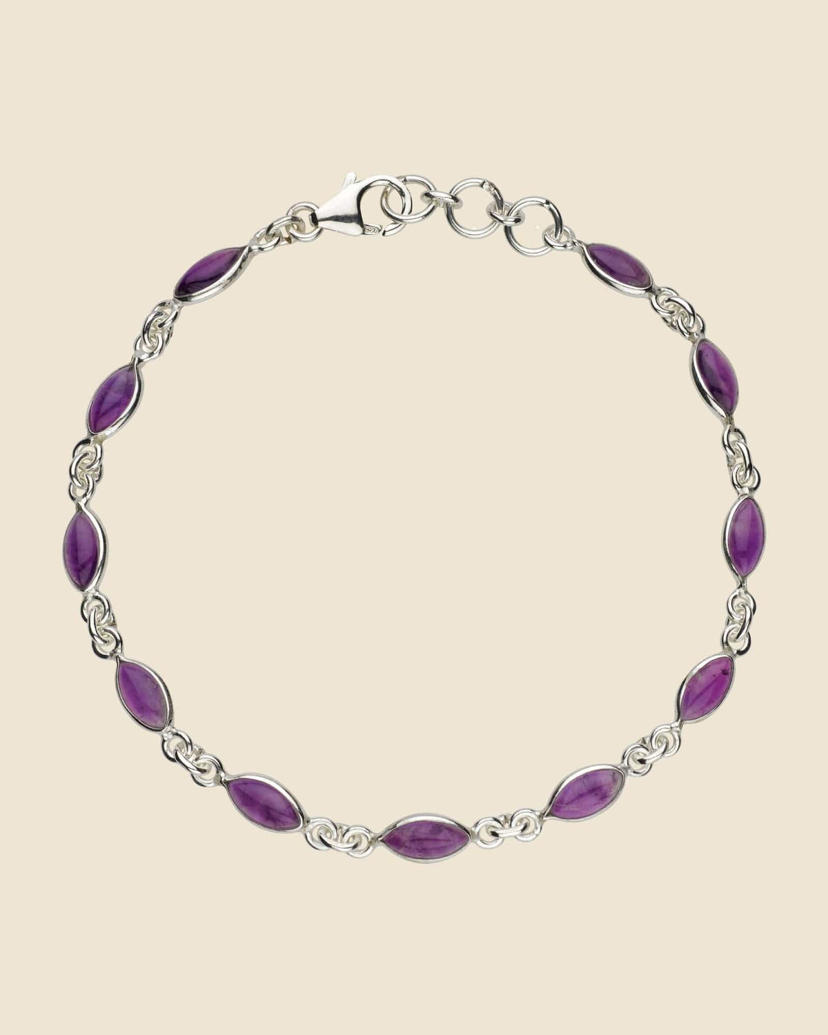 Sterling Silver and Gemstone Marquise Bracelet