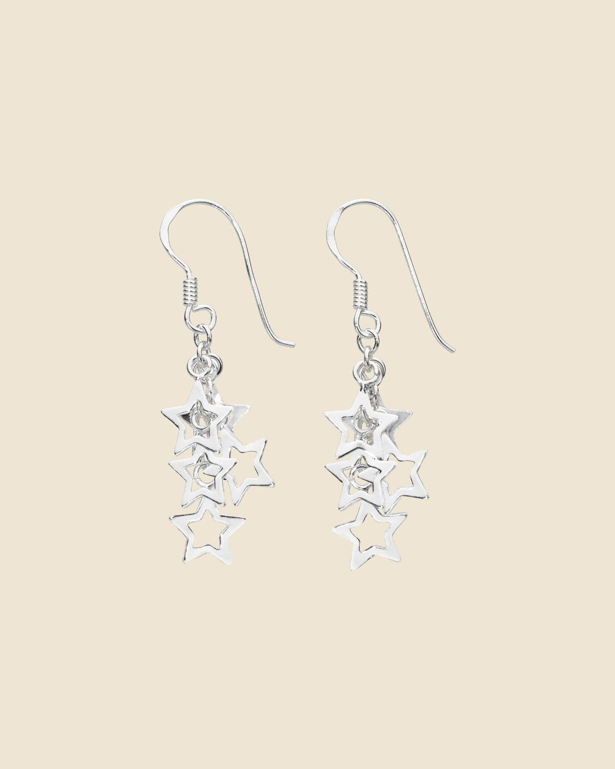 Sterling Silver Open Star Cluster Earrings