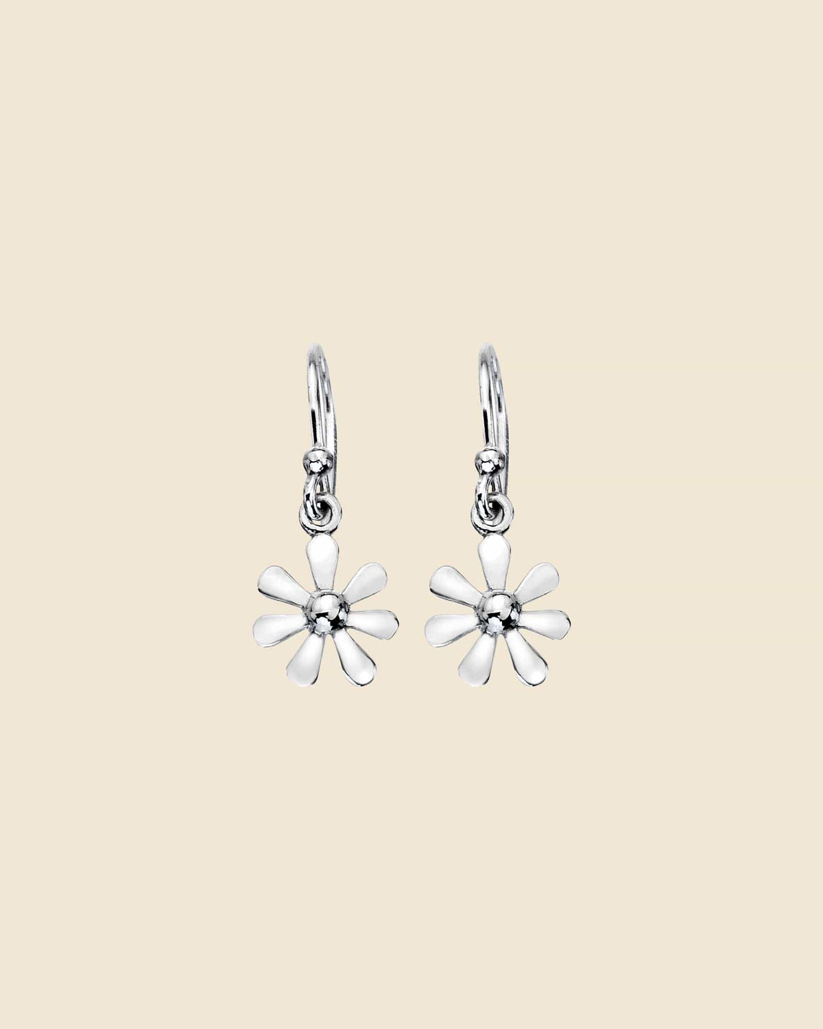 Sterling Silver Simple Daisy Drop Earrings