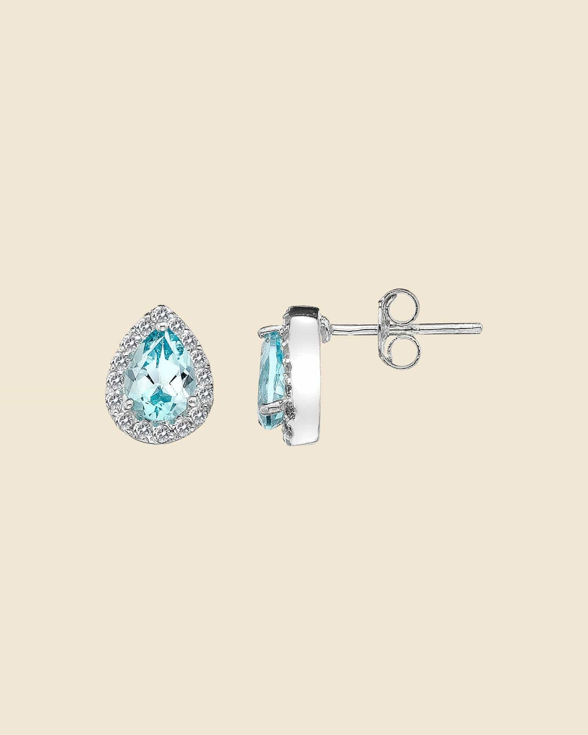 Small Blue Topaz Teardrop Studs